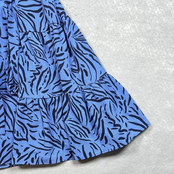 Eliza J Dress 20W Periwinkle Blue Animal Print Zebra Stripe Ruffle Sleeve Dress - Picture 6 of 13